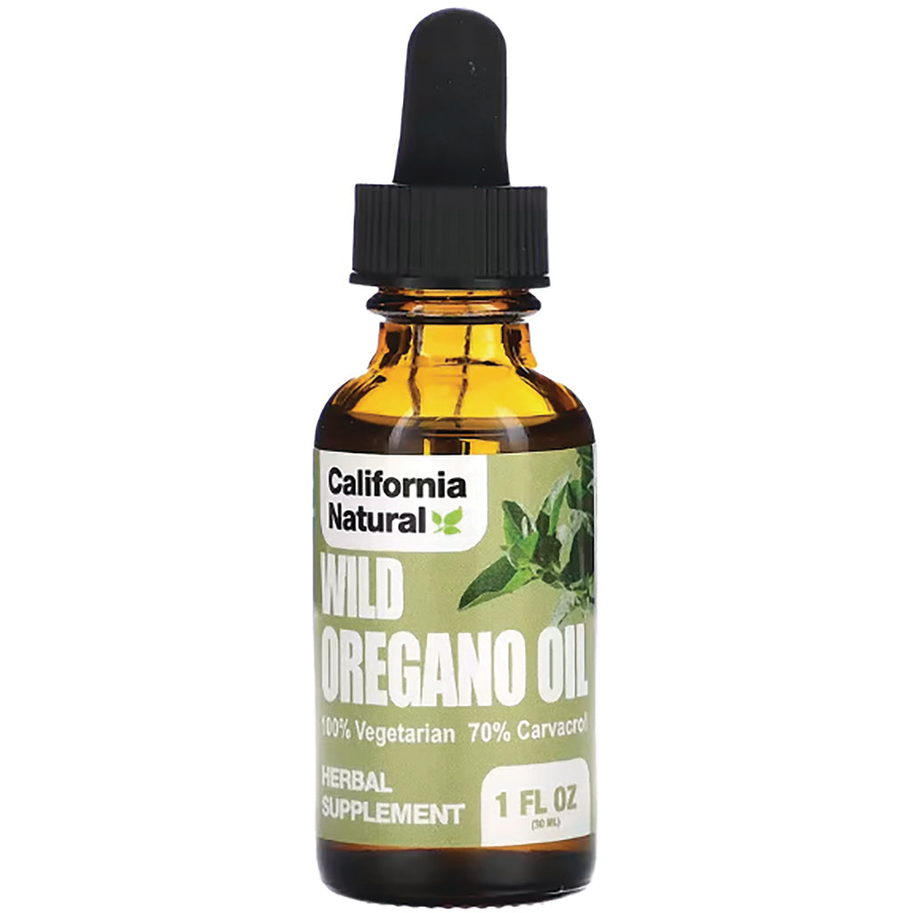 CNA003 | Amber dropper bottle labeled California Natural Wild Oregano Oil herbal supplement 1 FL OZ - Thumbnail