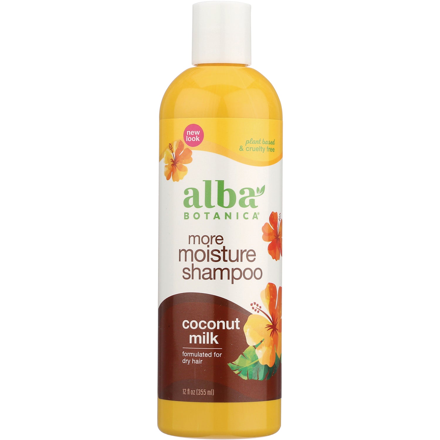 ABA035 | Alba Botanica More Moisture Shampoo coconut milk bottle, 12 fl oz