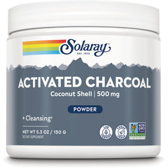 SLR322 | Solaray Activated Charcoal coconut shell 500 mg powder supplement jar front