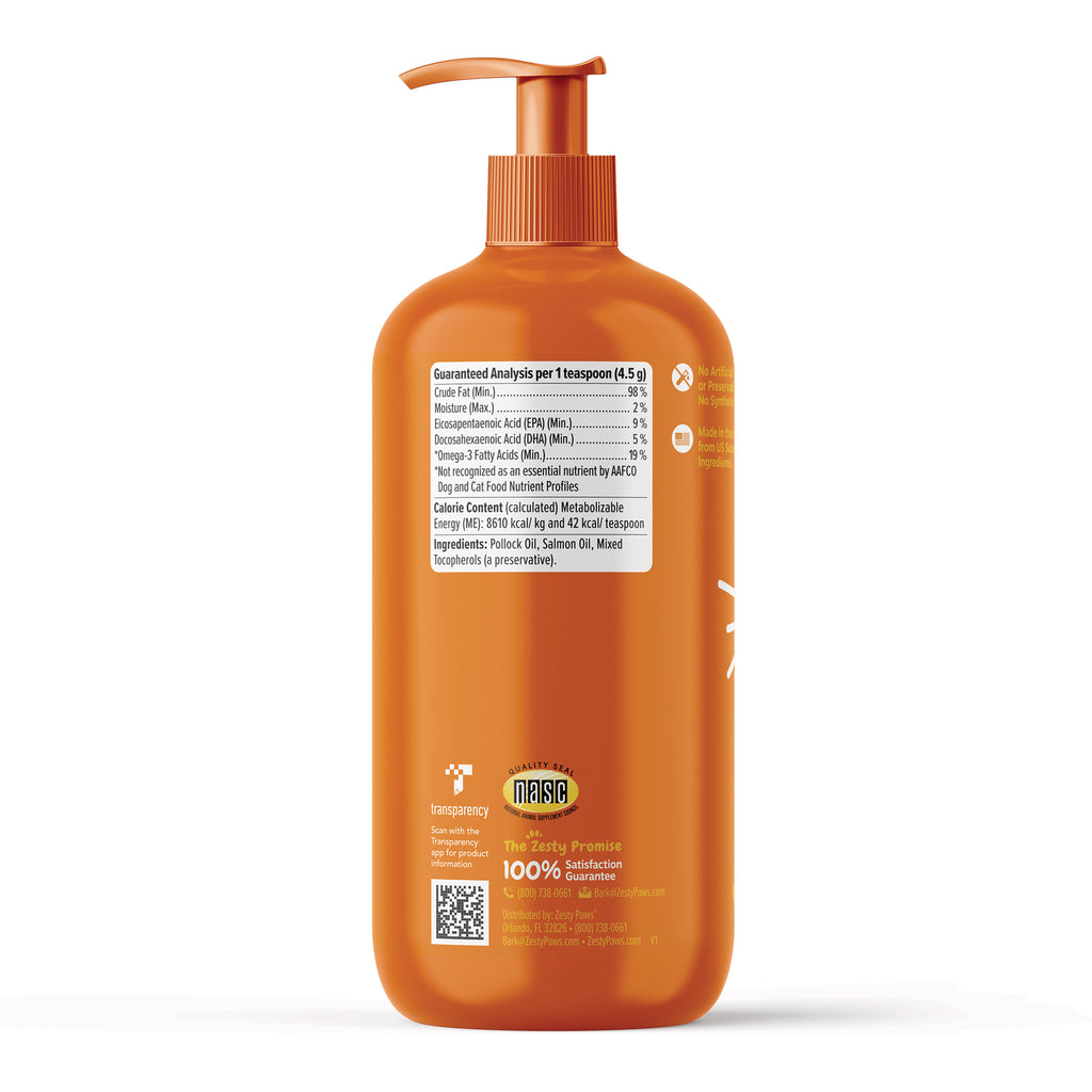 ZPW021 | Back of orange pump bottle with Guaranteed Analysis and ingredients panel - Thumbnail