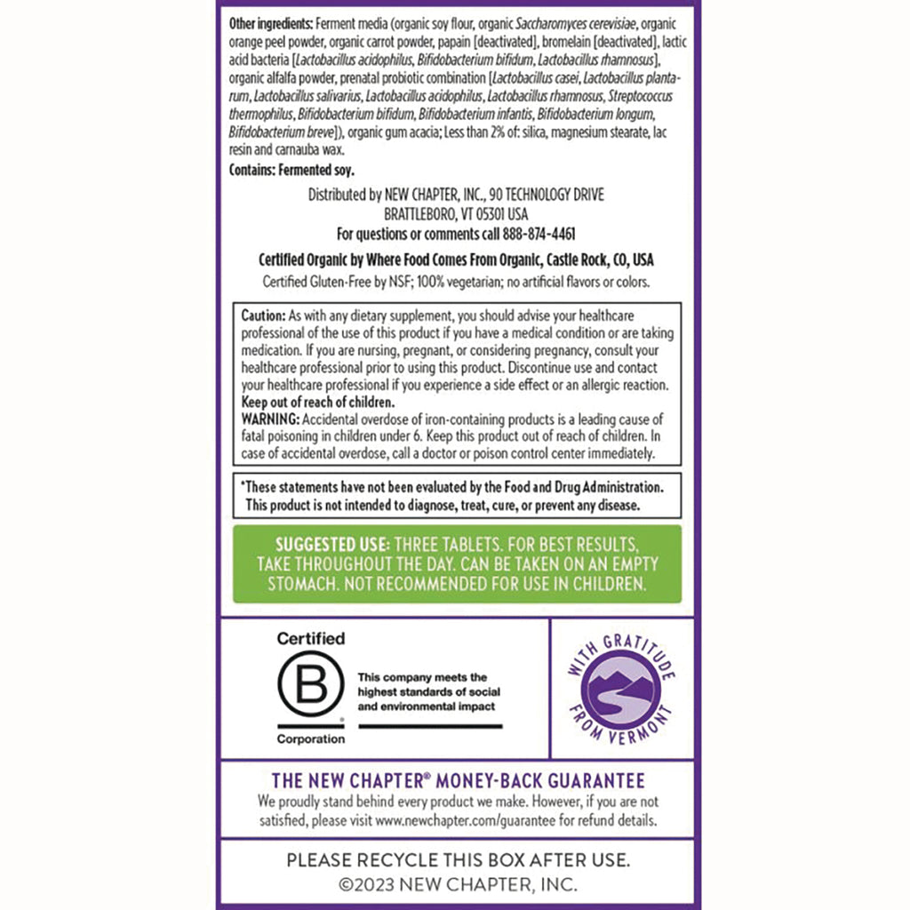 NWC185 | back label with ingredients, caution and suggested use, certifications and recycling info - Thumbnail