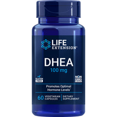 LE324 | Blue Life Extension DHEA 100 mg supplement bottle, 60 vegetarian capsules