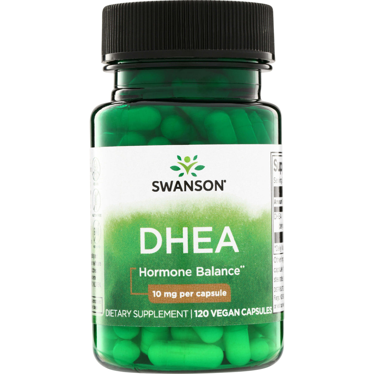 SW1041 | Swanson DHEA Hormone Balance, 10 mg per capsule, 120 vegan capsules bottle front