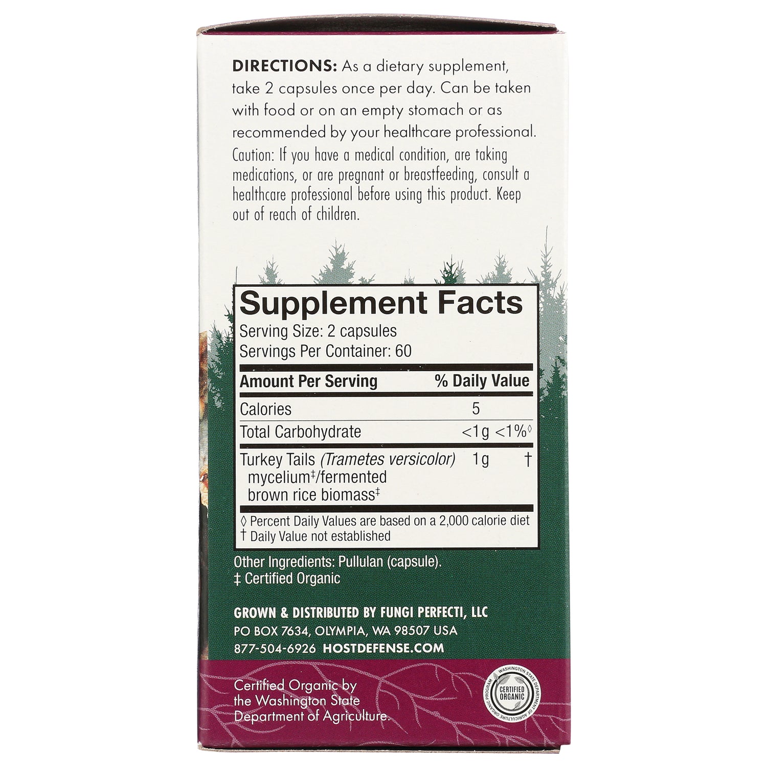 FUN013 | Back of supplement box showing directions and Supplement Facts panel listing serving size, ingredients, and manufacturer info
