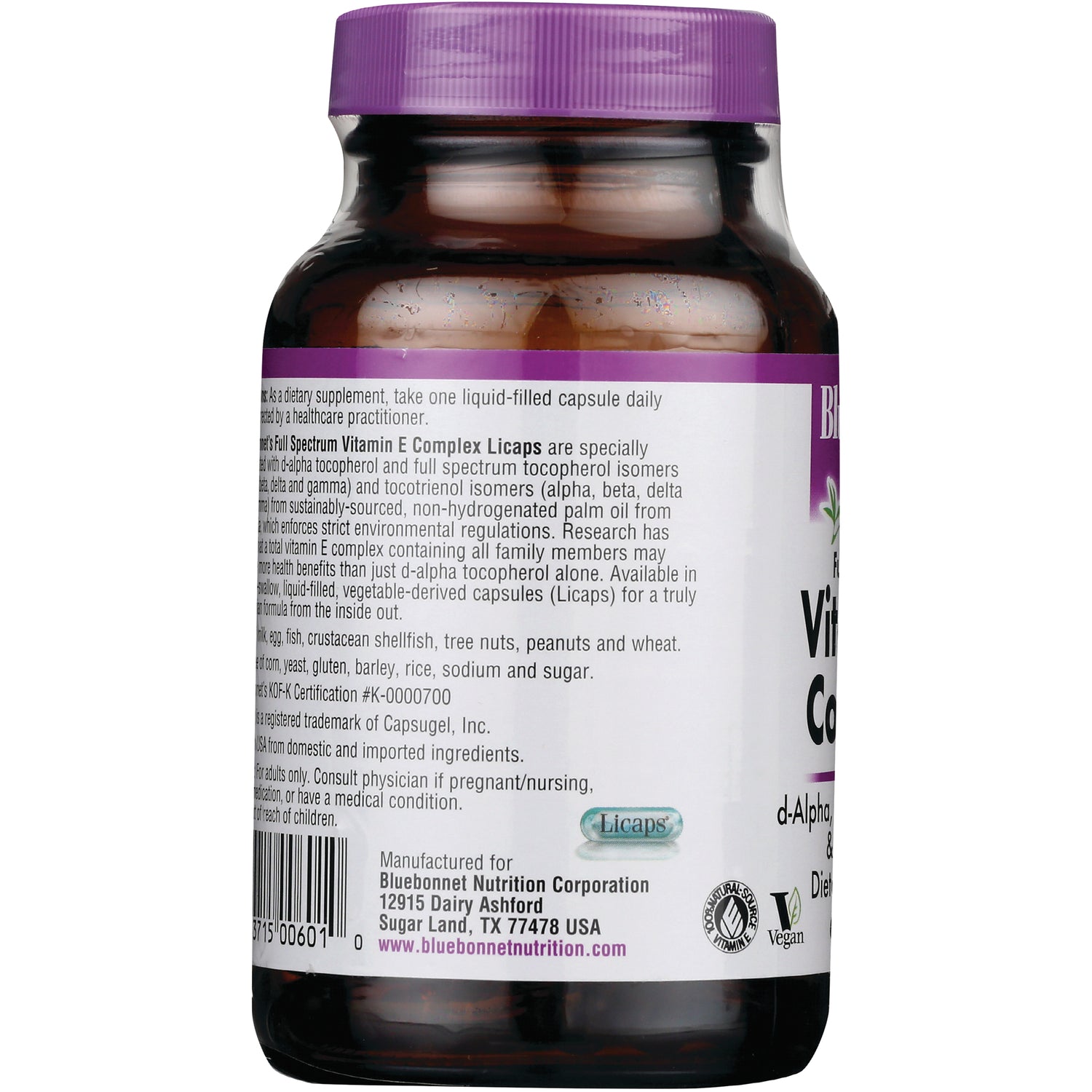 BLU130 | back label of supplement bottle showing supplement facts, usage directions, and manufacturer information