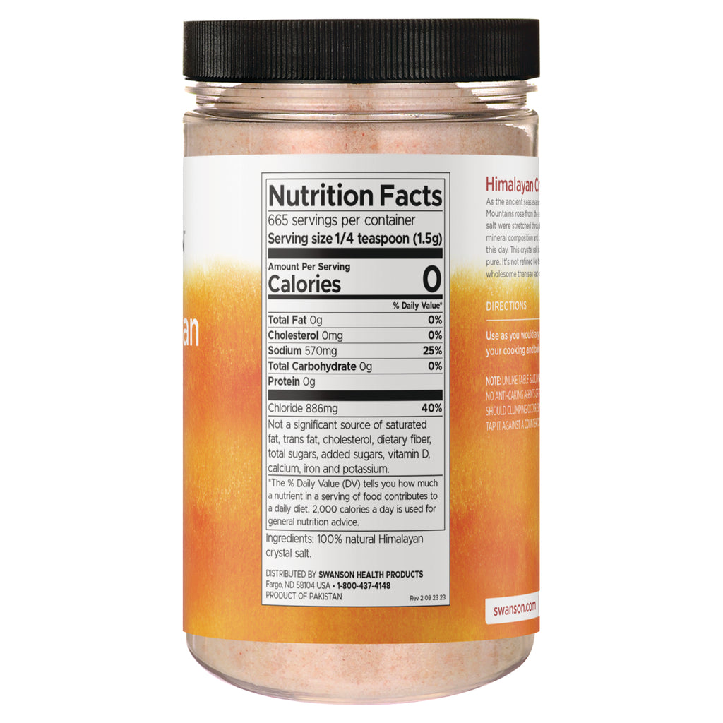 SWU403 | Back label with Nutrition Facts, ingredients and directions for Himalayan crystal salt - Thumbnail