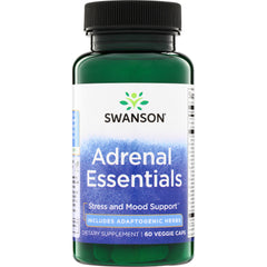 SWC086 | Swanson Adrenal Essentials supplement bottle, Stress and Mood Support, Includes Adaptogenic Herbs, 60 veggie caps