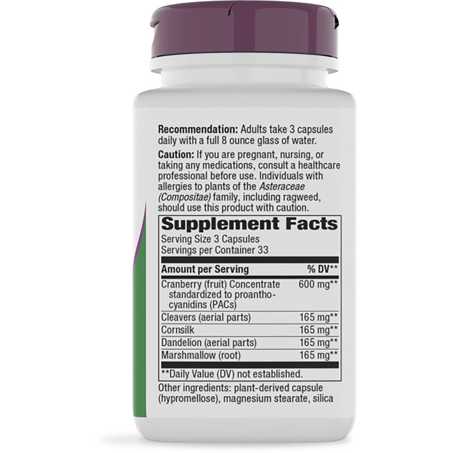 NW951 | Back of brown supplement bottle showing Supplement Facts label, ingredients and warnings