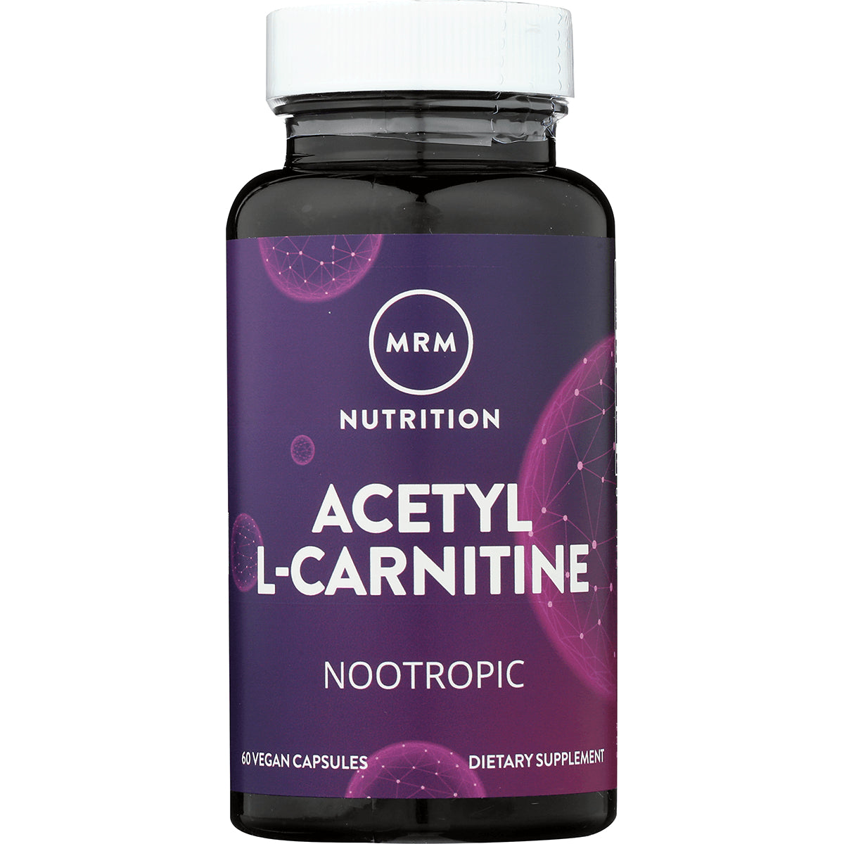 MRM021 | Purple MRM Nutrition bottle labeled ACETYL L-CARNITINE nootropic, front view