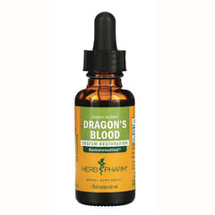 HPH054 | Amber glass dropper bottle labeled DRAGON'S BLOOD System Restoration gastrointestinal herbal supplement 1 fl oz