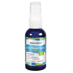 NTB052 | NaturalCare Sore Throat Spray mint flavor in blue spray bottle with white cap