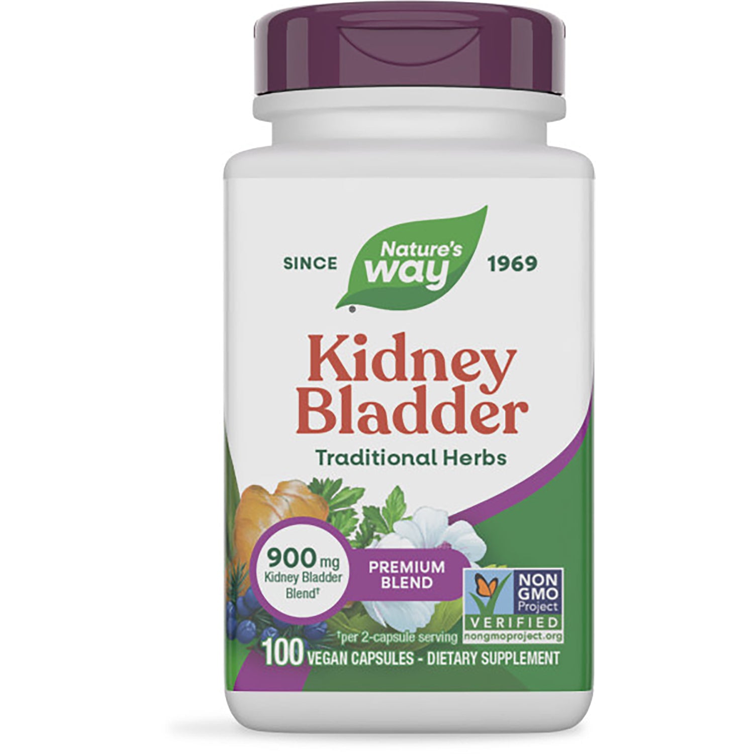 NW091 | Nature's Way Kidney Bladder supplement bottle with green label reading Kidney Bladder, 100 vegan capsules