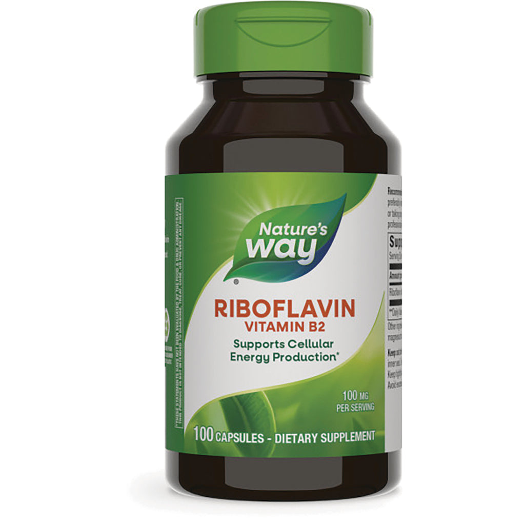 NW753 | Nature's Way Riboflavin vitamin B2 bottle, 100 capsules dietary supplement - Thumbnail