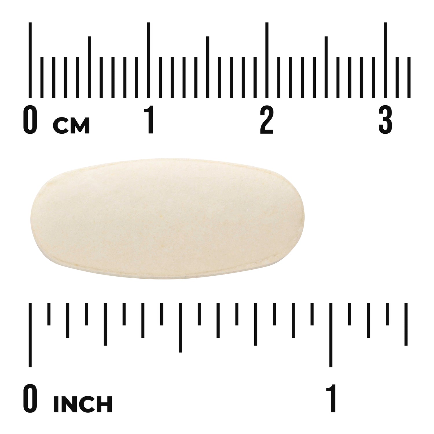 SWU241 | Oval tablet with size shown against cm and inch rulers
