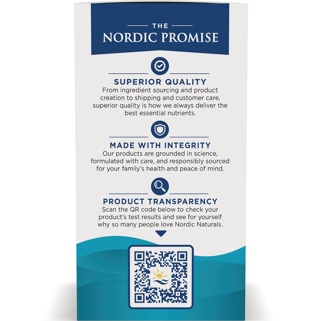 NRN085 | product infographic titled THE NORDIC PROMISE listing Superior Quality, Made with Integrity, Product Transparency and a QR code - Thumbnail