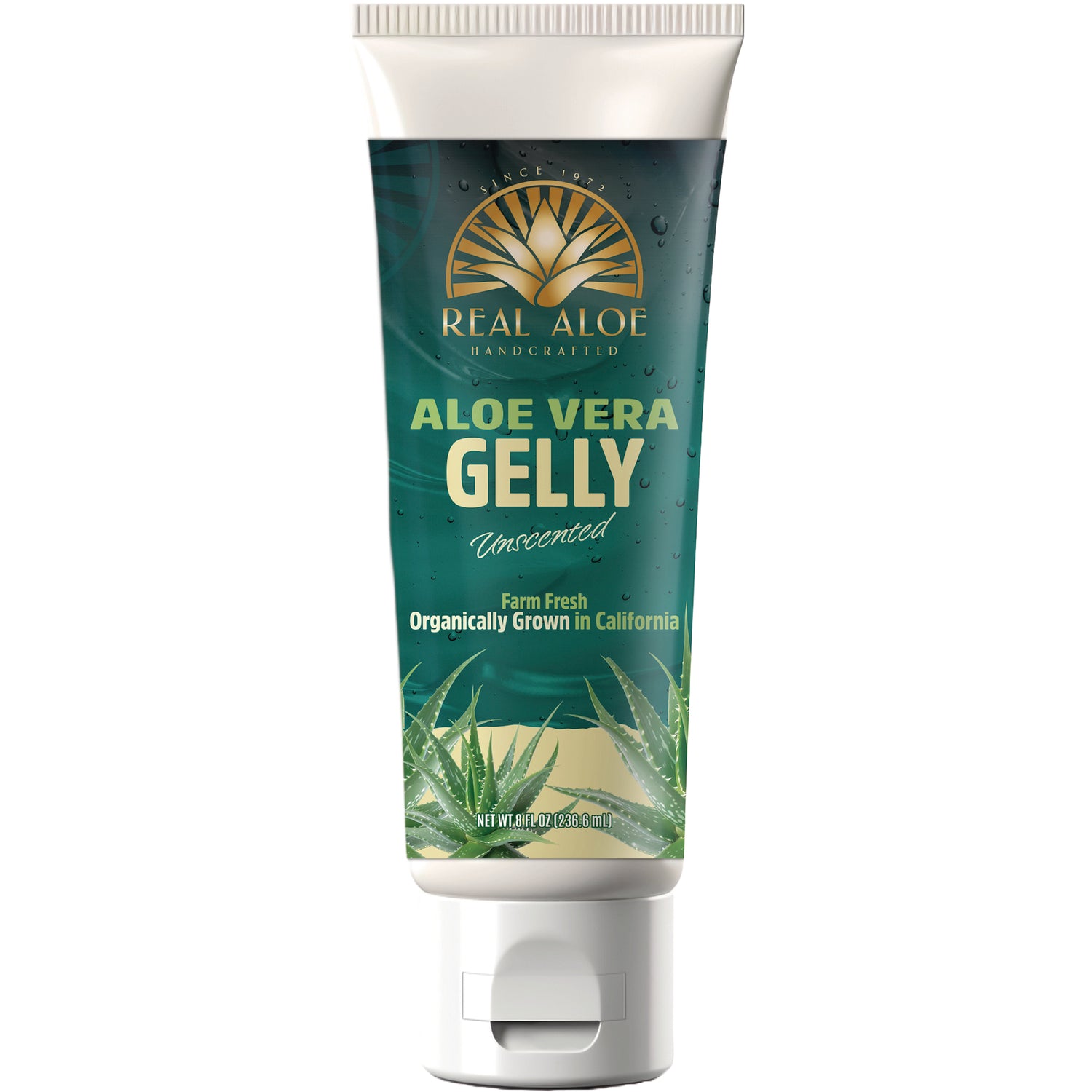 RA007 | Real Aloe Aloe Vera Gelly unscented tube front view labeled Organically Grown in California