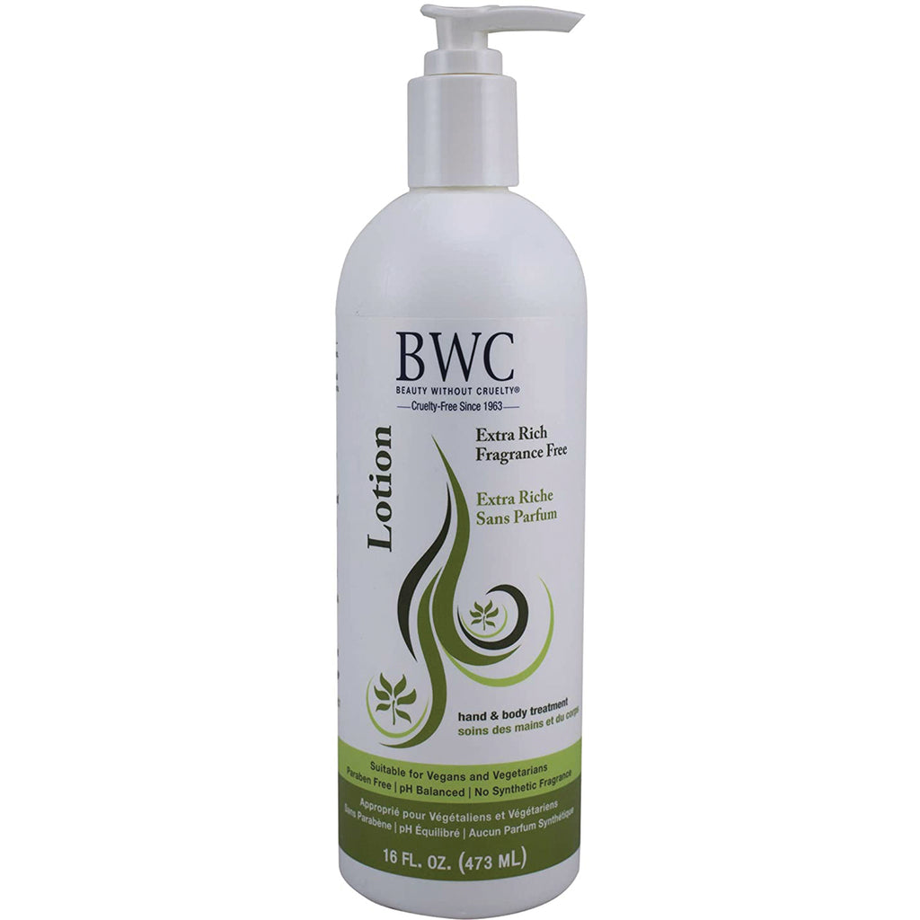 BWC112 | white pump bottle of BWC lotion labeled Extra Rich Fragrance Free 16 FL (473 mL) - Thumbnail