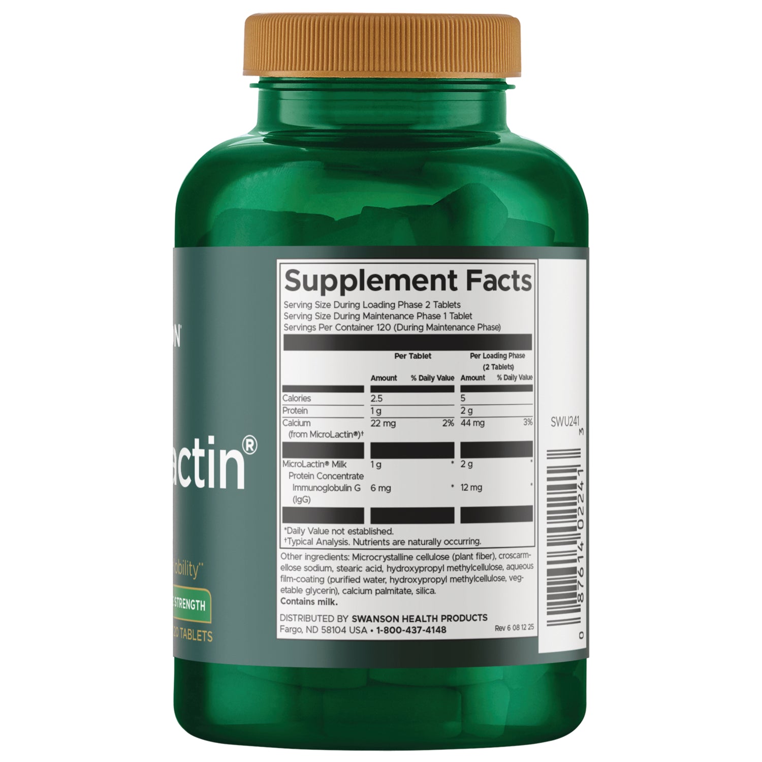 SWU241 | Back label with supplement facts and serving information