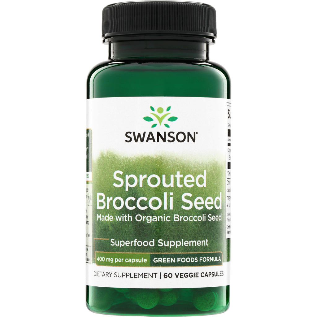 SWR083 | Swanson Sprouted Broccoli Seed supplement bottle, 400 mg per capsule, 60 veggie capsules - Thumbnail
