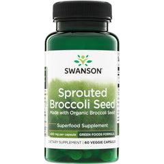 SWR083 | Swanson Sprouted Broccoli Seed supplement bottle, 400 mg per capsule, 60 veggie capsules