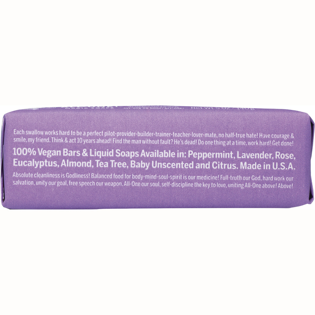 DRB003 | Back of purple soap wrapper showing text listing 100% vegan bars and available scents - Thumbnail