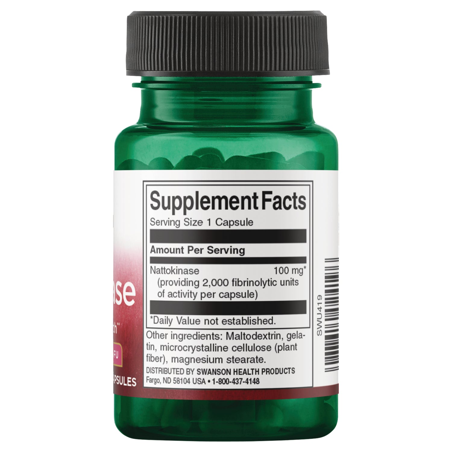 SWU419 | Back label with supplement facts and serving information