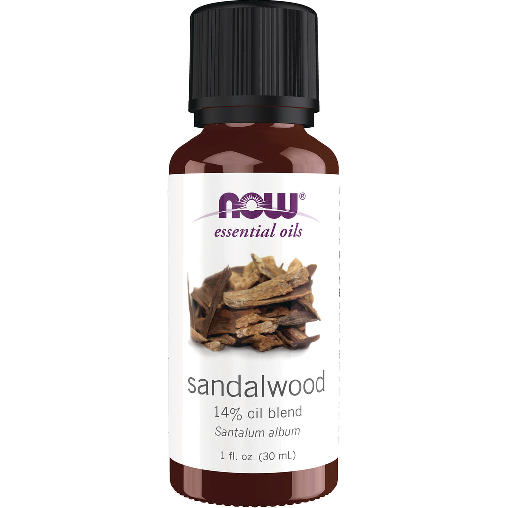 NWF1137 | NOW essential oils sandalwood 14% oil blend 1 fl oz amber bottle with black cap - Thumbnail