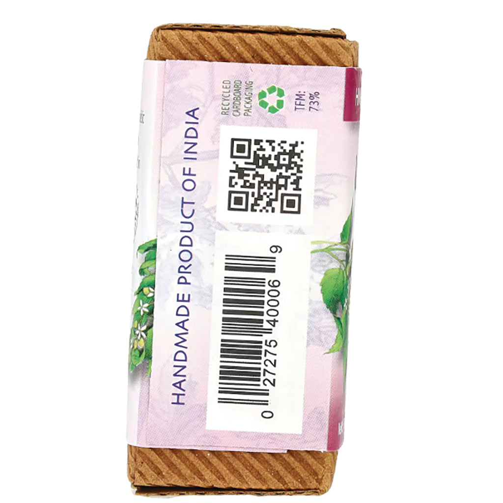 AUR004 | side panel infographic with barcode, QR code, recycled packaging icon and text HANDMADE PRODUCT OF INDIA - Thumbnail