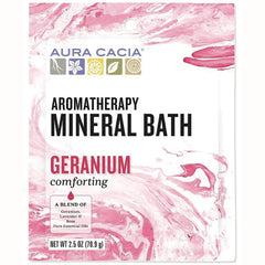 ARC047 | Aura Cacia Aromatherapy Mineral Bath geranium sachet, 2.5 oz