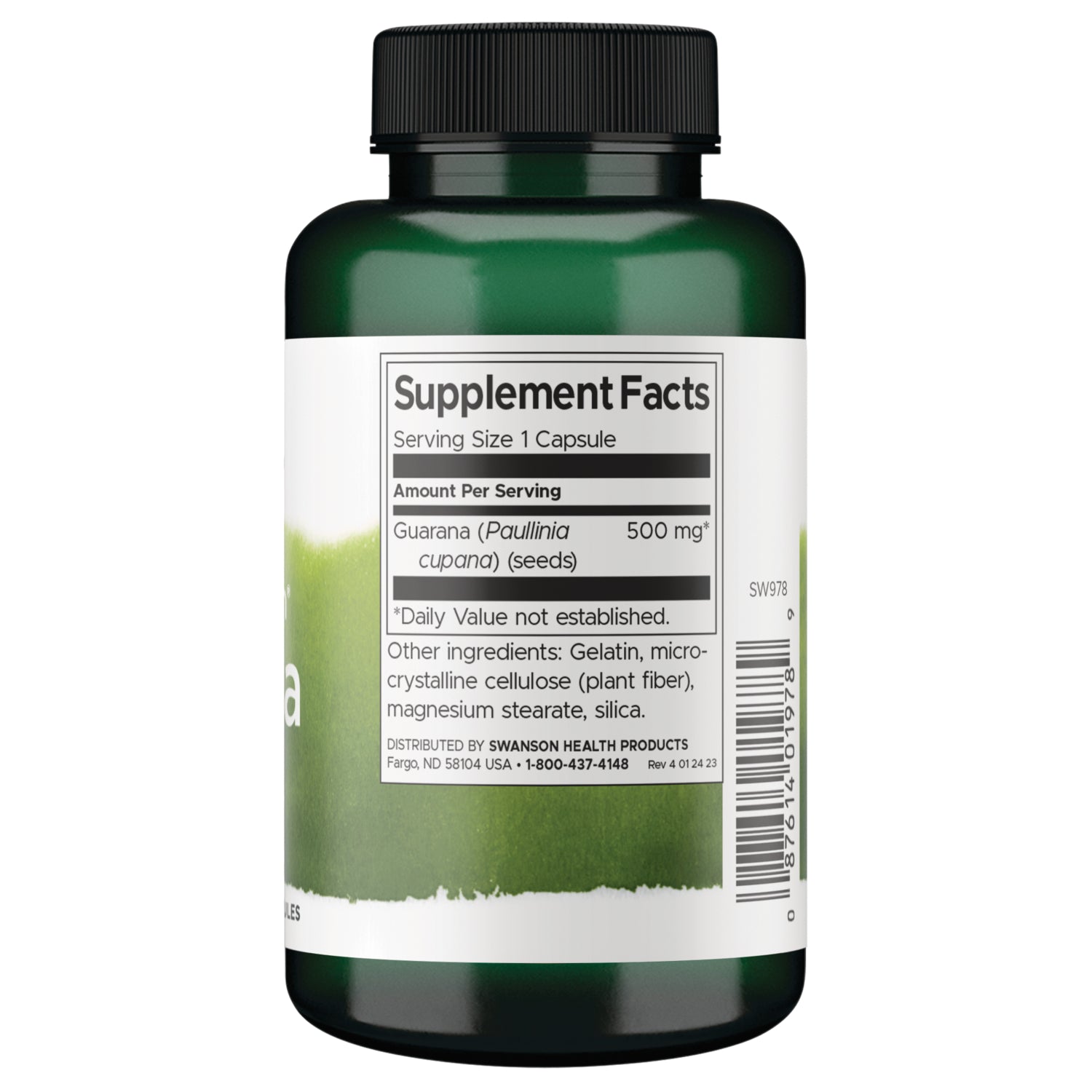 SW978 | Back label with supplement facts and serving information