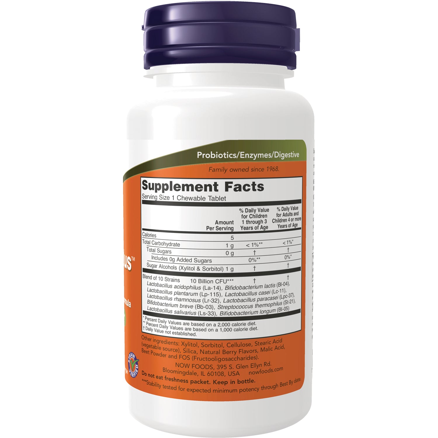 NWF1290 | Back of white supplement bottle showing Supplement Facts panel and ingredient text