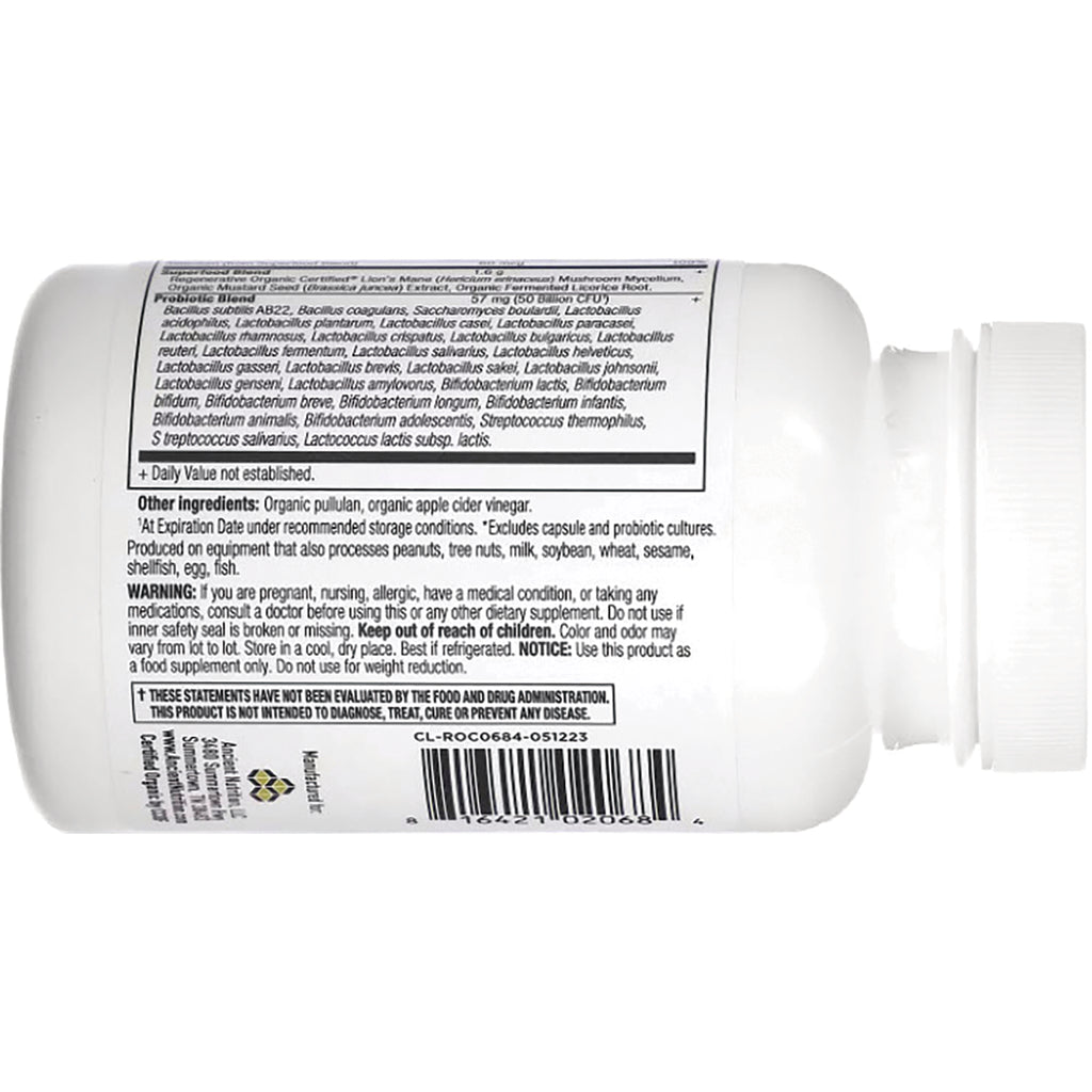 ATN119 | Back of white supplement bottle showing ingredients panel, warning text and barcode - Thumbnail