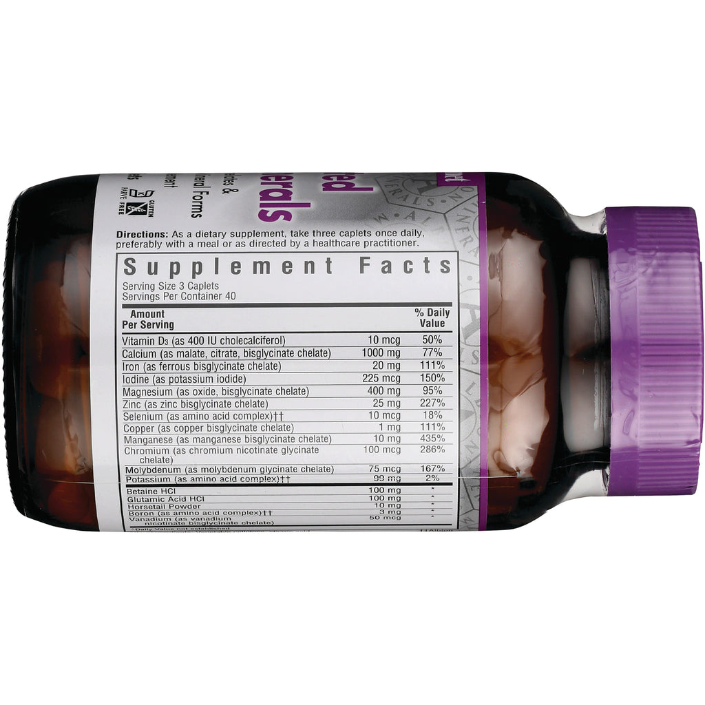 BLU080 | back label showing Supplement Facts panel and serving info on amber bottle with purple cap - Thumbnail