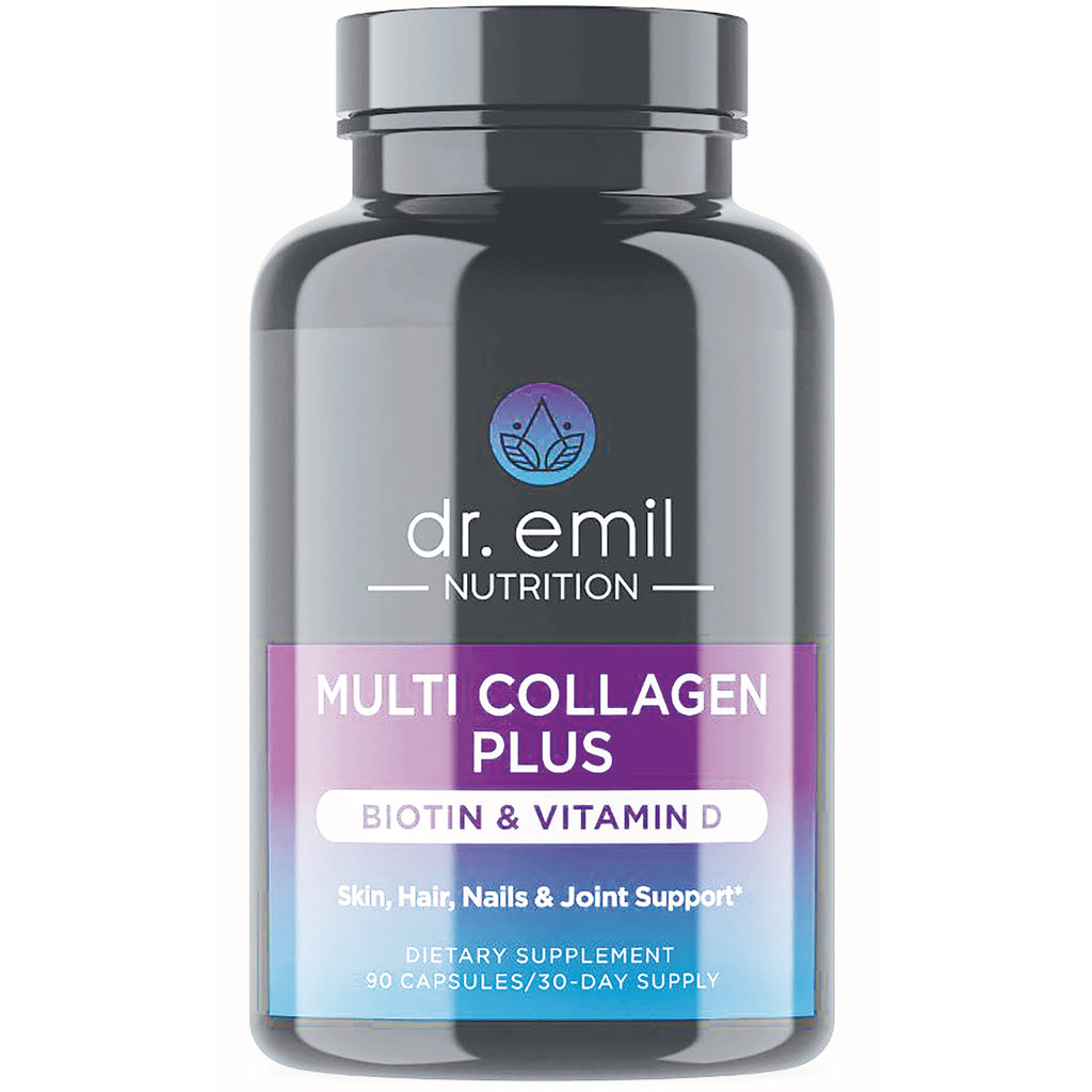 DRE002 | dr. emil Nutrition Multi Collagen Plus bottle labeled BIOTIN & VITAMIN D, 90 capsules - Thumbnail