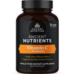 ATN063 | Ancient Nutrients bottle labeled Vitamin C + Probiotics whole food dietary supplement 60 capsules