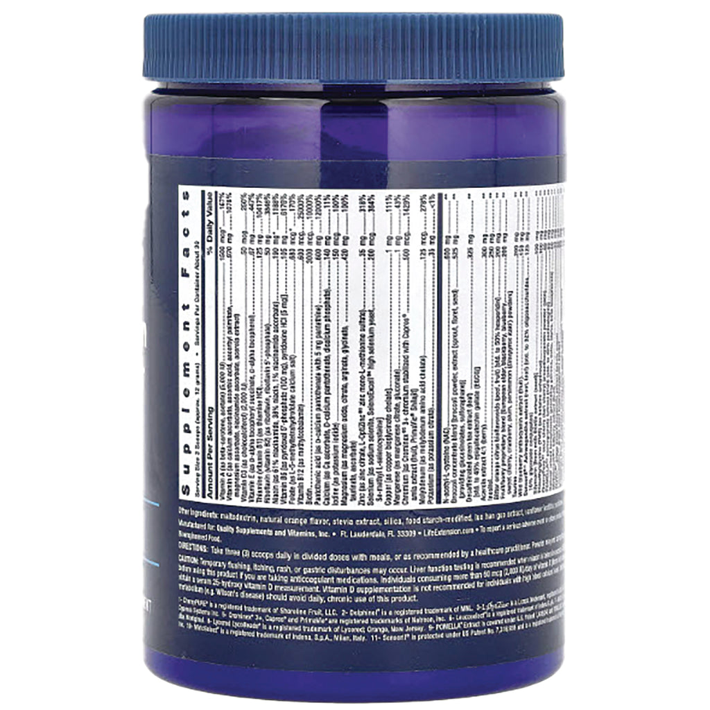 LE466 | back label showing Supplement Facts, ingredients and directions on a blue supplement jar - Thumbnail