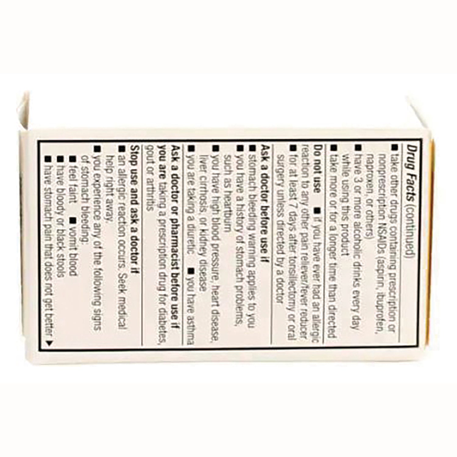 GDS015 | back of white product box showing Drug Facts panel with warnings, directions, and ingredient text