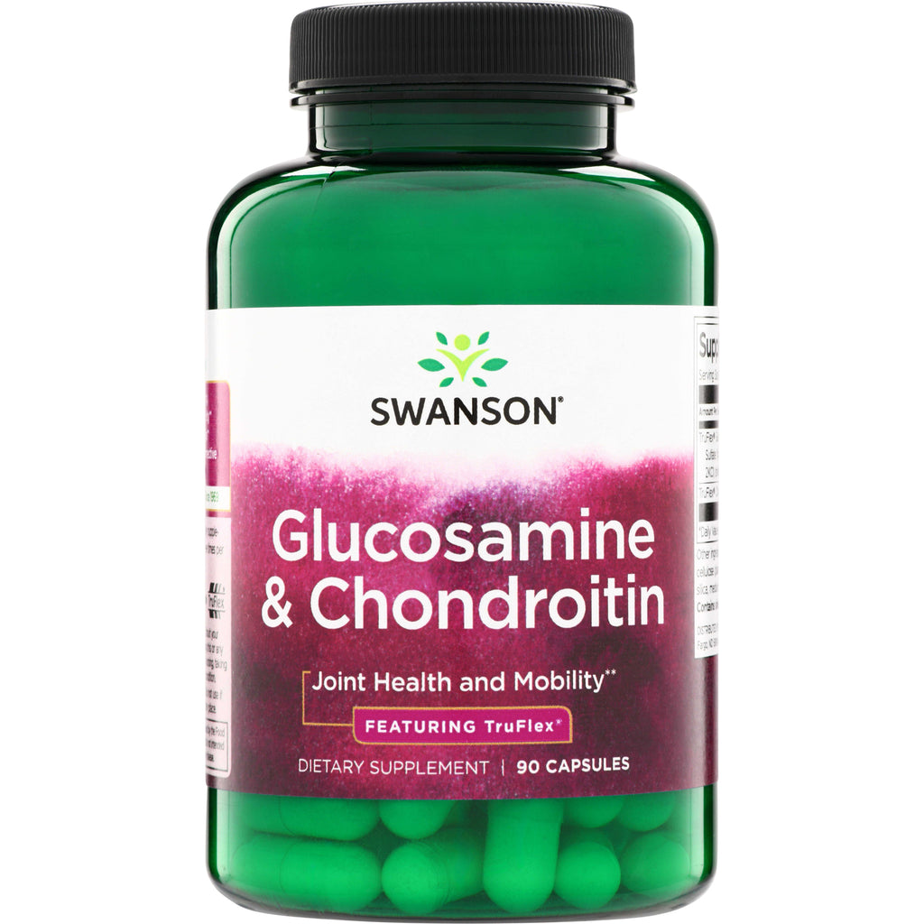 SWU139 | Swanson Glucosamine & Chondroitin, 90 capsules; front label: Joint Health and Mobility, Featuring TruFlex - Thumbnail