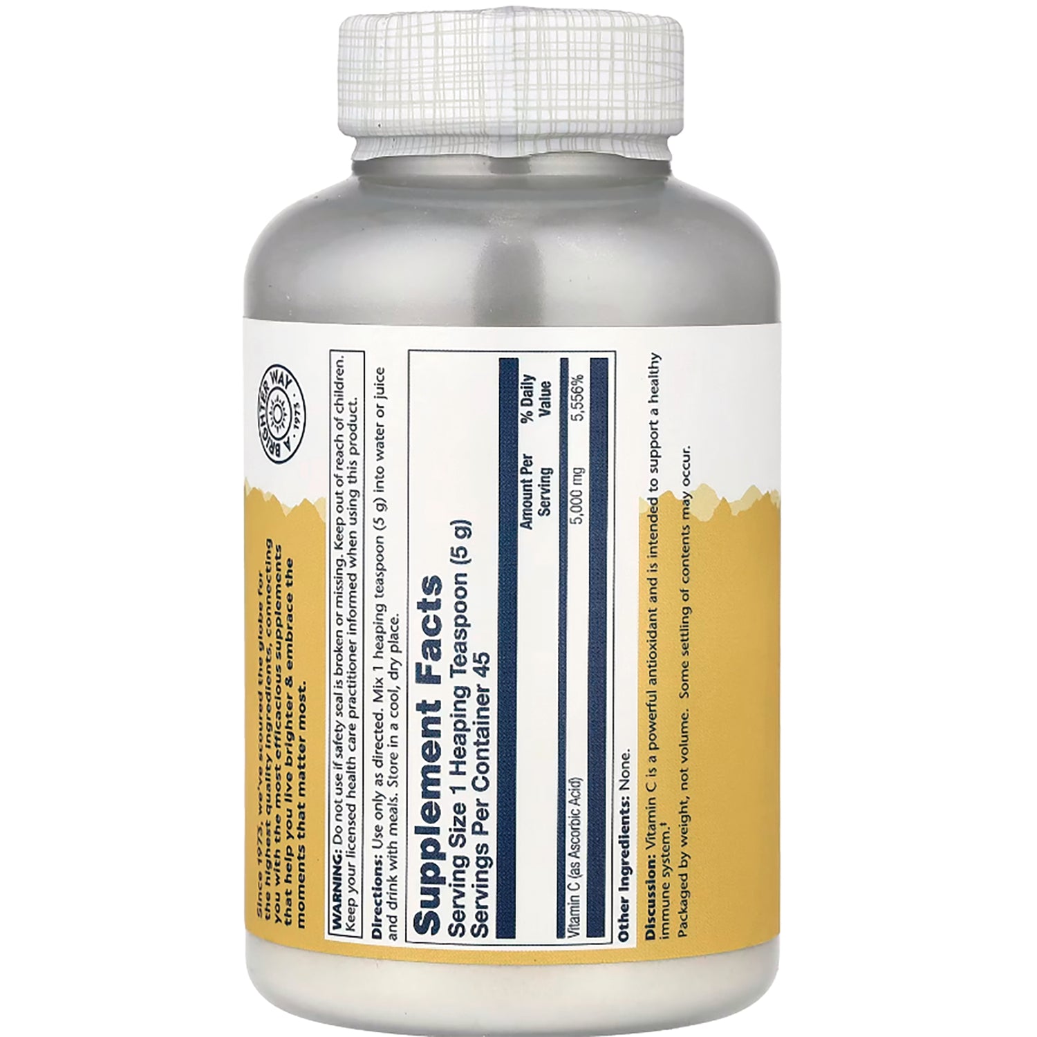 SLR422 | back of supplement bottle showing Supplement Facts label, serving size and ingredient panel
