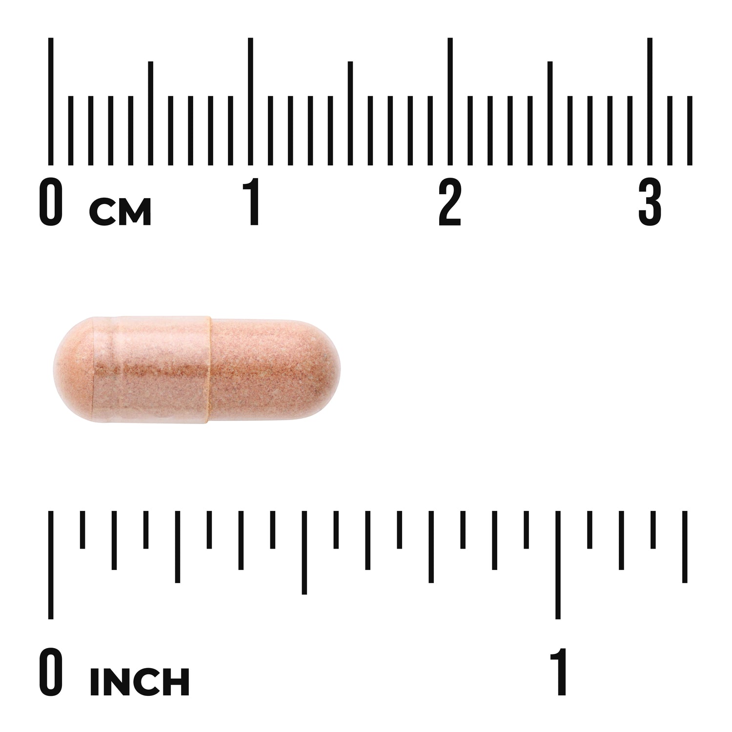 SW612 | Beige capsule with size guide, 03 cm and 01 inch rulers