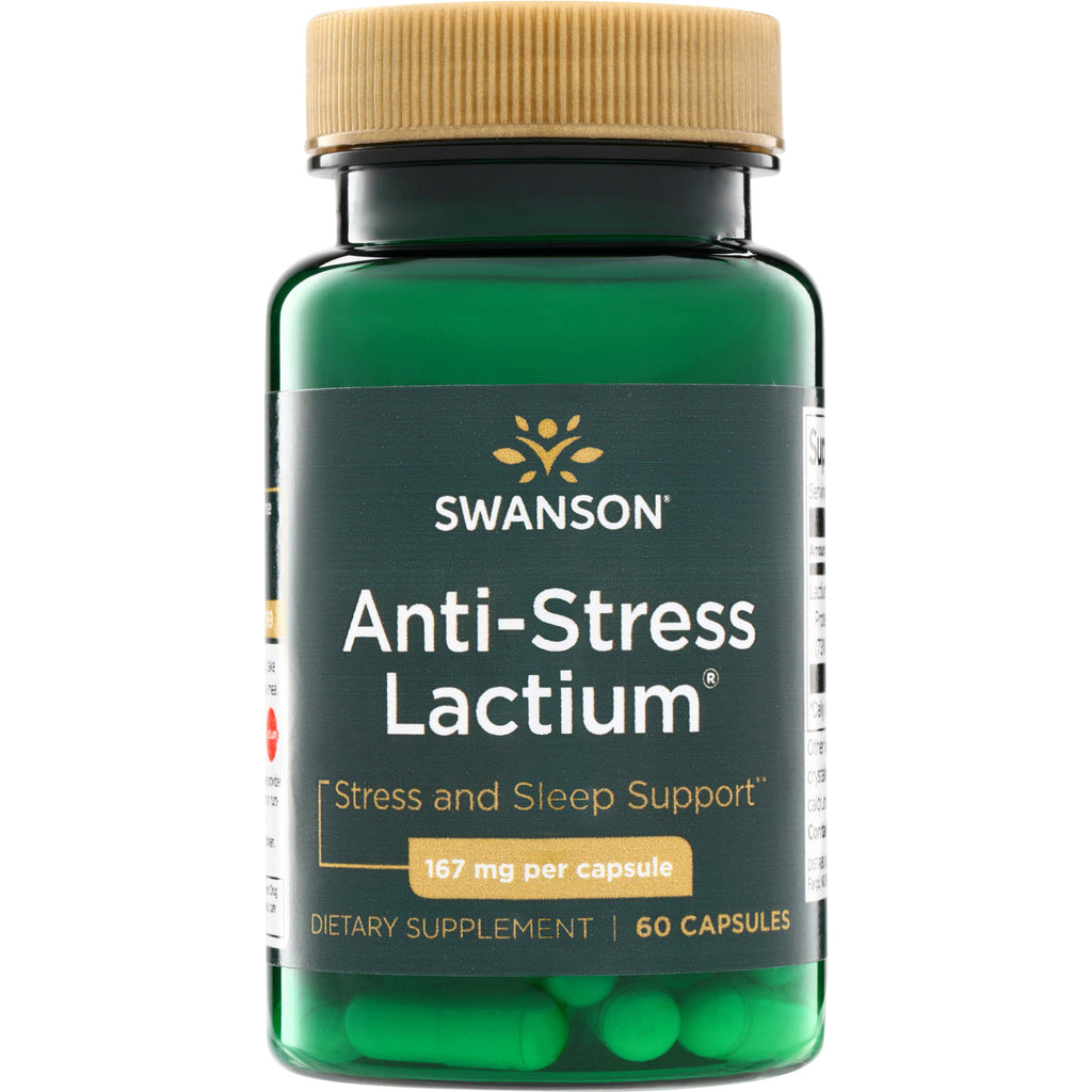 SWU369 | Swanson Anti-Stress Lactium, Stress and Sleep Support, 167 mg per capsule, 60 capsules, front bottle - Thumbnail