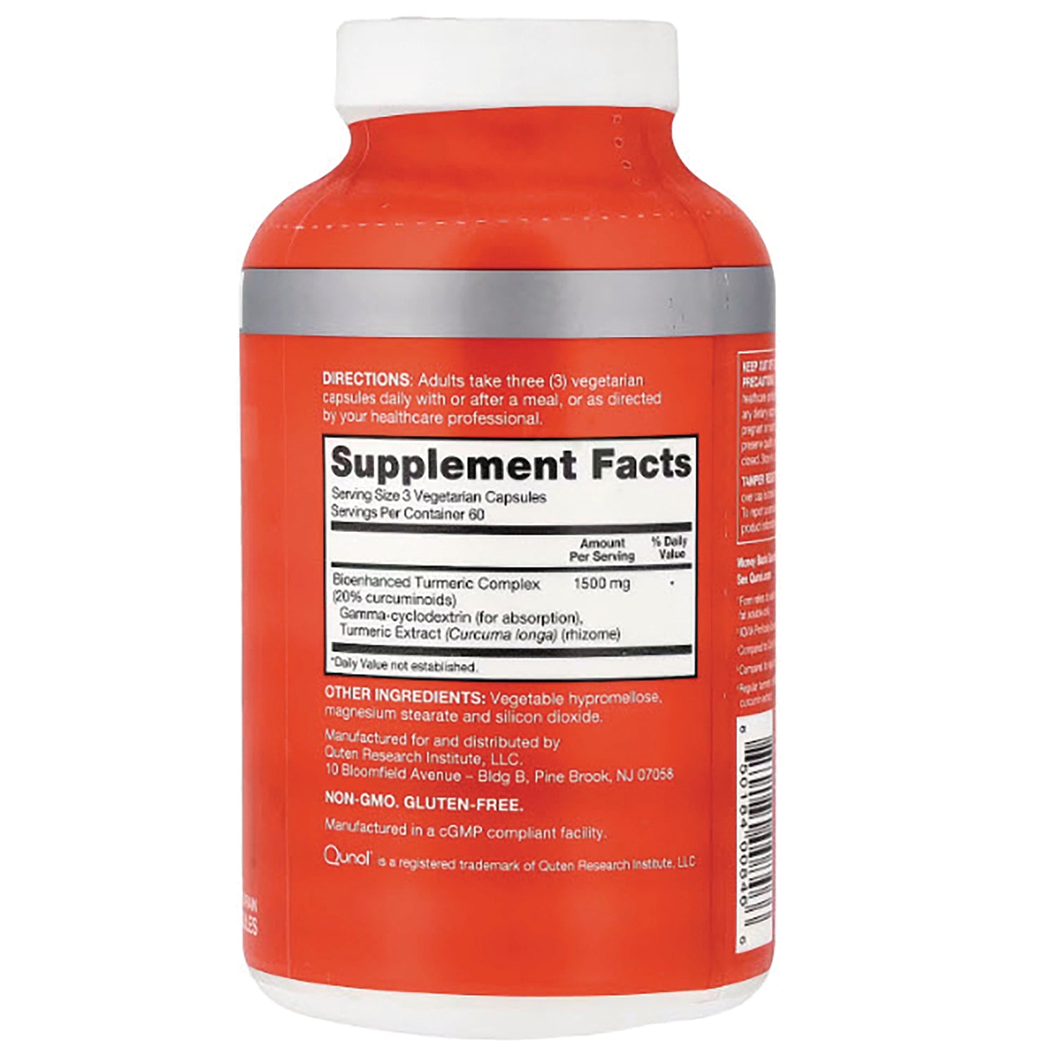 QNL011 | Back of supplement bottle showing Supplement Facts panel