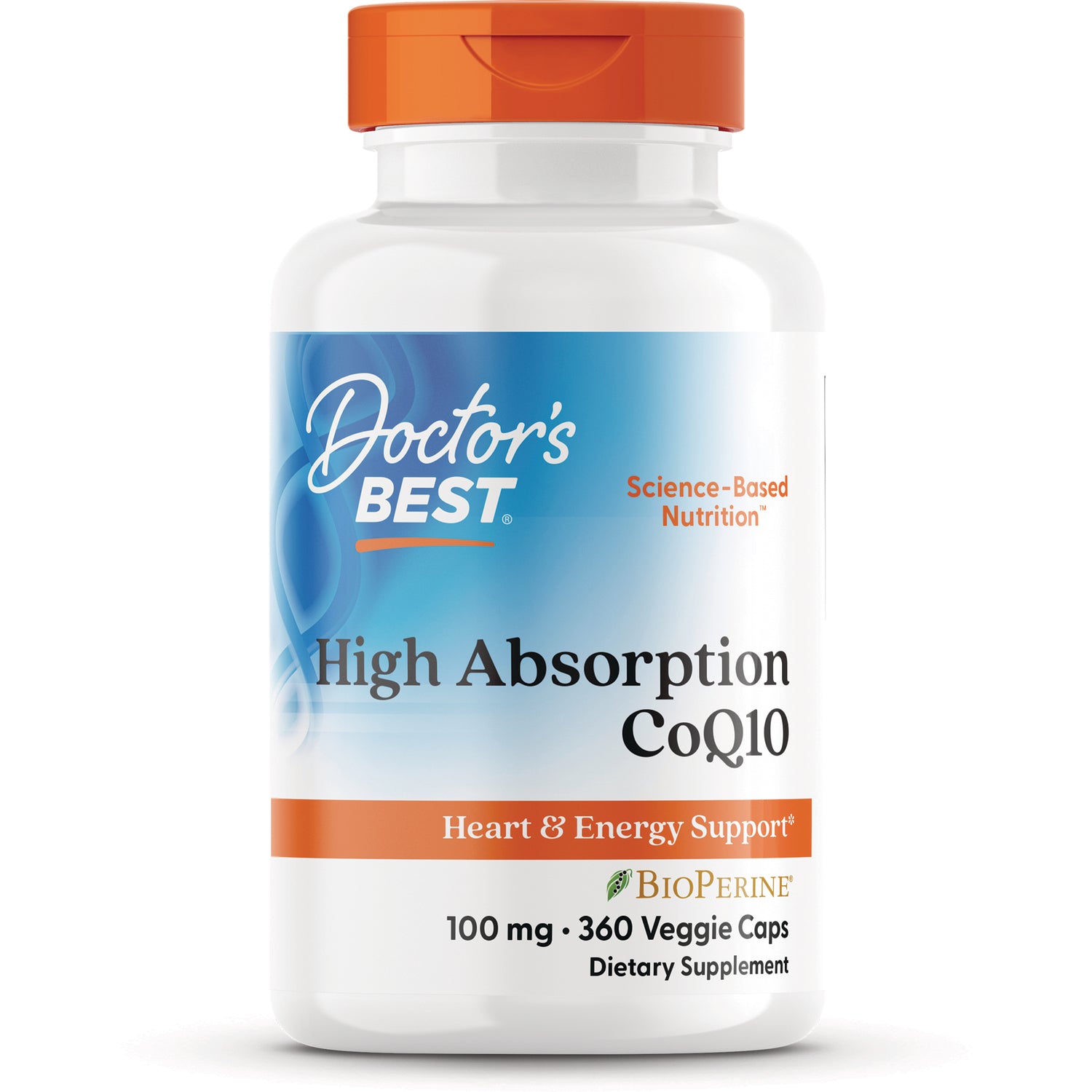 DB240 | Doctor's Best High Absorption CoQ10 bottle 100 mg, 360 veggie caps dietary supplement