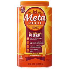 MTA002 | Meta Mucil Orange Smooth fiber powder 48.2 oz front label showing benefits
