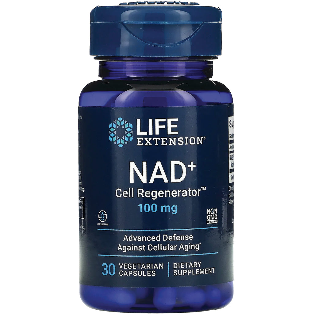 LE468 | Life Extension NAD+ Cell Regenerator 100 mg bottle front, 30 vegetarian capsules dietary supplement - Thumbnail