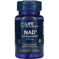 LE468 | Life Extension NAD+ Cell Regenerator 100 mg bottle front, 30 vegetarian capsules dietary supplement