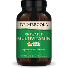 MRC044 | Dr. Mercola chewable multivitamin for kids bottle with green label, 60 tablets, 0 g sugar per serving
