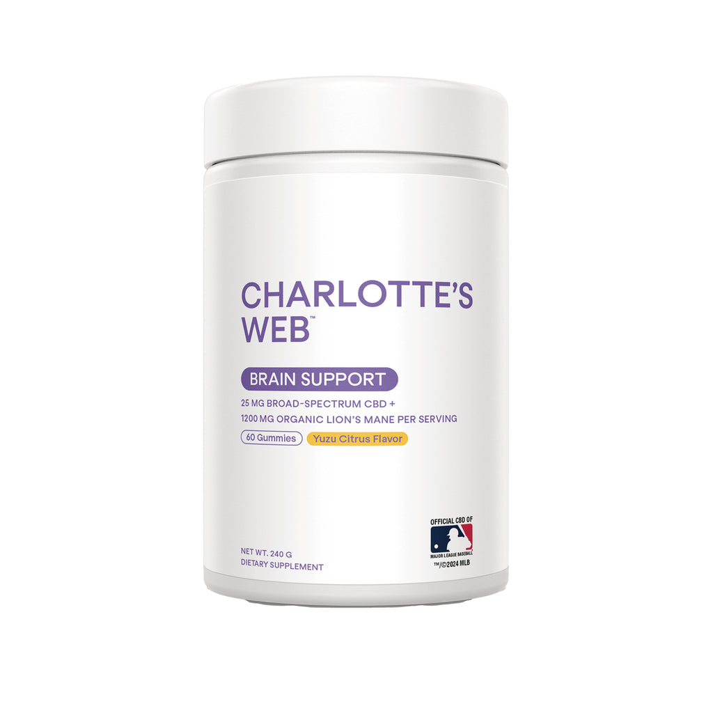 RE003 | White jar of Charlotte's Web Brain Support gummies, yuzu citrus, 60 gummies, 25 mg broad-spectrum CBD - Thumbnail