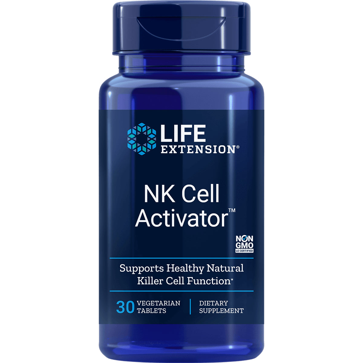 LE342 | Blue Life Extension bottle labeled NK Cell Activator dietary supplement, 30 vegetarian tablets