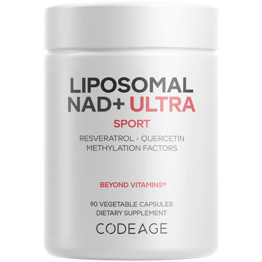 CDG019 | White supplement jar labeled LIPOSOMAL NAD+ ULTRA SPORT with CODEAGE branding - Thumbnail